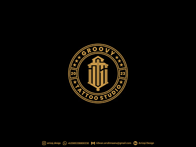 Monogram Logo Badge for Tattoo Studio apparel badge branding concept design design graphic design icon illustration illustrator logo logo designer logodesign logomaker logotype monogram monogramlogo retro typography vector vintage