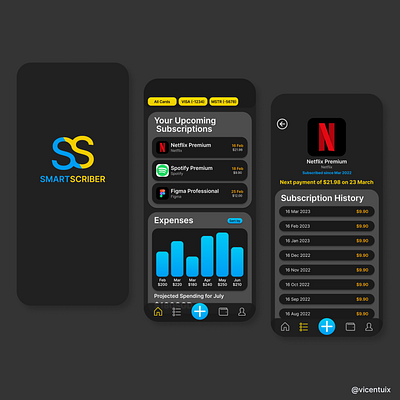 Smartscriber - Subscription Management App Concept app design graphic design typography ui ux