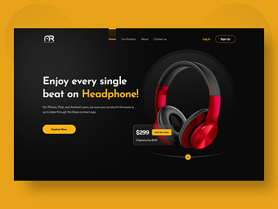 Beats headphone website design clean dark mode web ui header headphone headphone web design headphone website design landing page design minimal online shop trendy web web application design web design web ui web ux website design