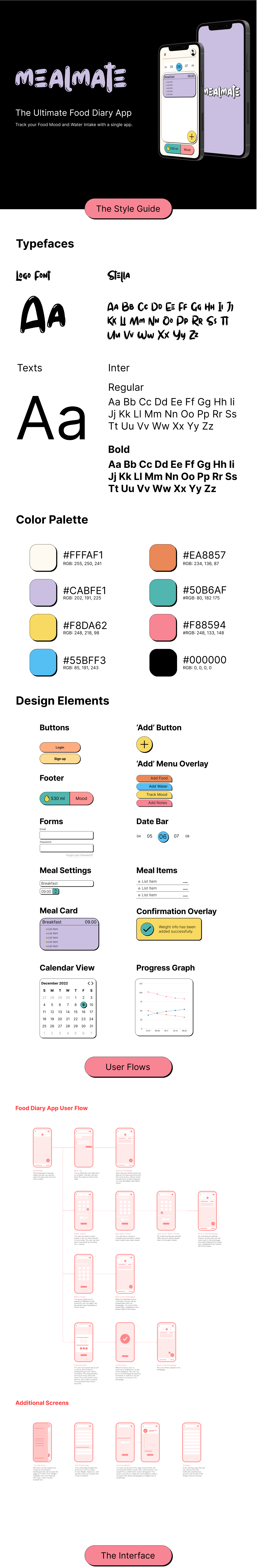 MealMate | Food Diary App with Water and Mood Tracker app design mobile ui ux