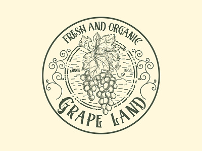 Grape land retro vintage logo branding design graphic design handdrawn logo illustration logo logo maker retro vintage
