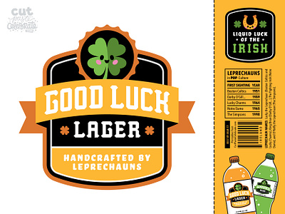 Good Luck Lager - Printable Drink Label 4 leaf clover beer branding drink irish label leprechaun logo packaging shamrock soda st. patricks day