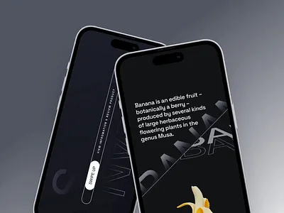 Banana Mobile App On-boarding animation app preview banana click fruit fruit info fruit scanner get info idealrahi information minimal mobile app motion ui onboarding scan slash swipe ui animation ui design user interface