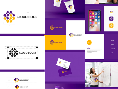 Cloud Boost- Brand Identity brand brandidentity branding brandingproject brandrecognition cohesivebrand colorpalette customlogo design designagency designstudio graphic design illustration logo logodesign motion graphics ui vector visual visualidentity