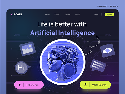 Introducing Life-Changing AI Landing Page Design ai appdesign artificialintelligence colorpalette creative datascience design designthinking digitaldesign fontselection graphicdesign innovative layoutdesign machinelearning typography uiux userexperience userinterface visualdesign webdesign