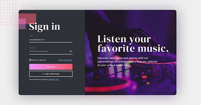 Login form music streaming design illustration logo ui ux