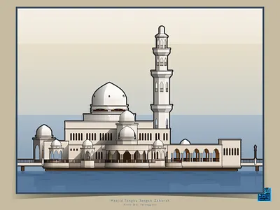 The Art of Building: Masjid Tengku Tengah Zaharah architecture building illustration illustration art kuala ibai malaysia masjid mosque terengganu vector vector art vector illustration vectorart