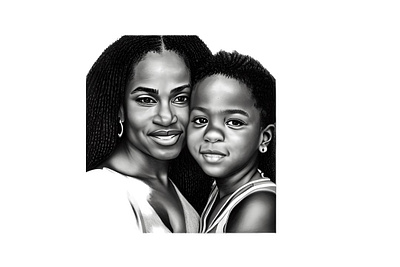 African American Mother and Daughter canva graphic design illustration sketch