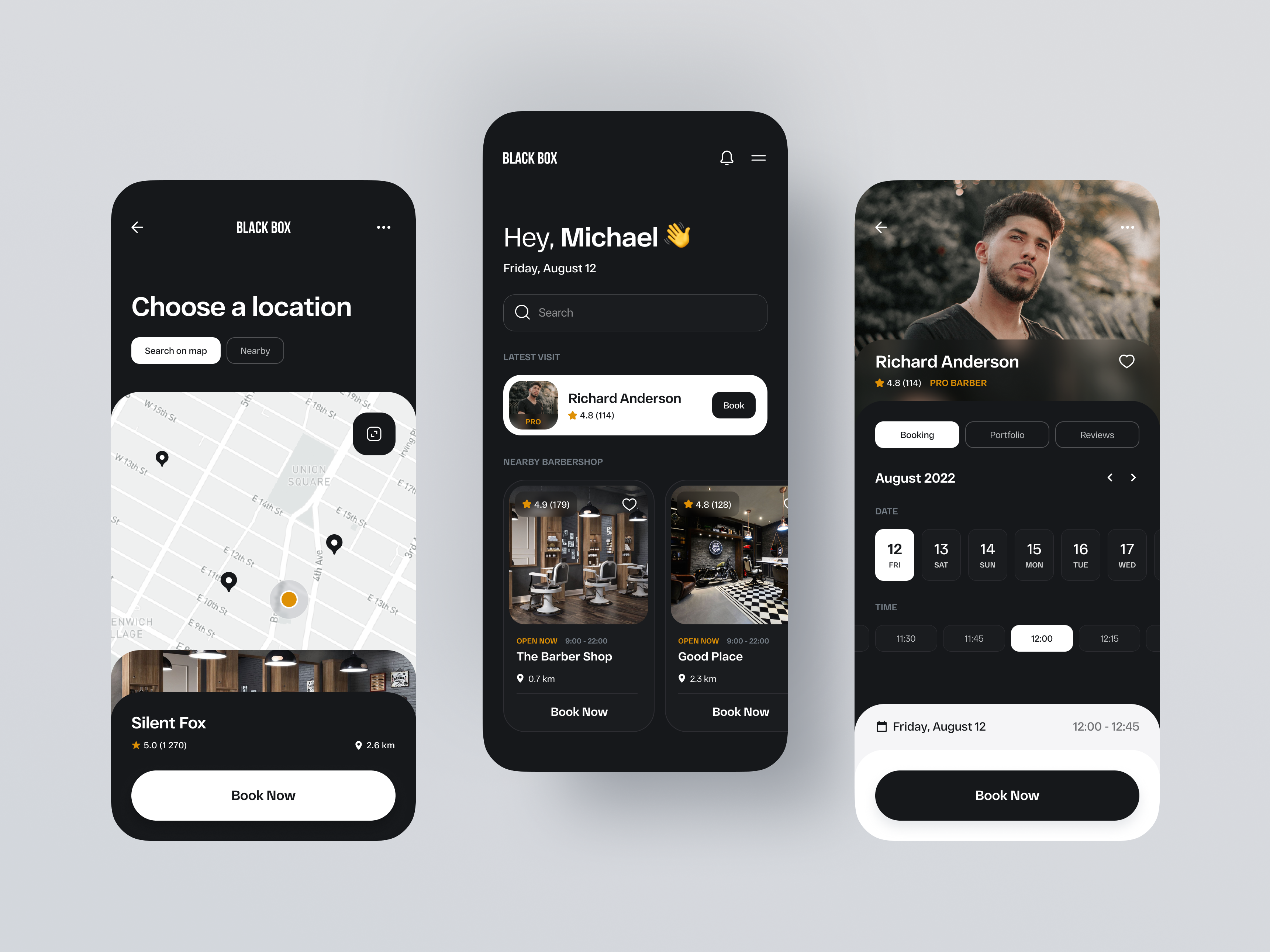 Example of Barbershop App, Barber App Concept