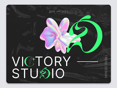 A banner for Victory Design Studio 3d artist background banner branding design graphic design green letter letters liquid pink studio typography ui