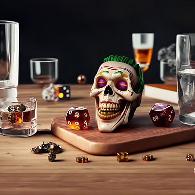 Dice and Scull ai concept dice gambling glass graphic design illustration luck neuralnet scull whiskey
