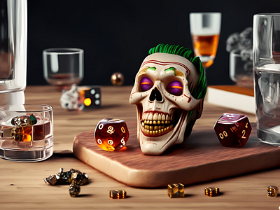 Dice and Scull ai concept dice gambling glass graphic design illustration luck neuralnet scull whiskey