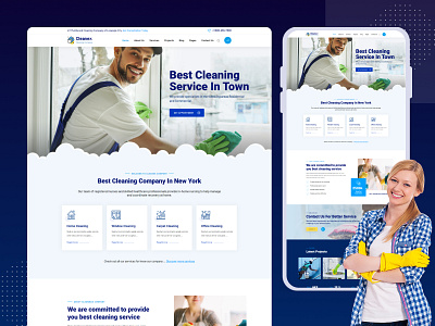 Cleanex - Cleaning Service Web Design branding clean cleaning agency cleaning business cleaning company cleaning service design figma graphic design icon logo minimal motion graphics photoshop typography ui ux vector web website