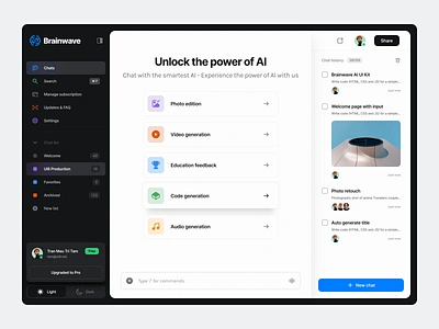 Brainwave - AI UI Kit ai ai chat app ai chat ui kit ai figma ui kit ai ui kit artificial intelligence chat chat app chatgpt chatgpt ui kit clean dashboard minimal open ai open ai ui kit ui ui design ux ux design web design