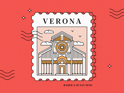 Postage Stamp of Verona, Italy architecture artwork building buildings cathedral design graphic design graphicdesign illustration italy italy illustration lineart postage stamp stamp stamp collection vector vector graphics vectorart verona