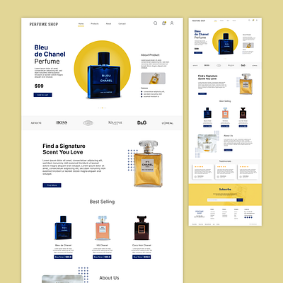 Perfume Product Landing Page app back end branding cosmetic css design front end html icon images ui ux web web design webapp webdesign