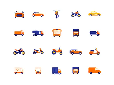 Vehicle Icons bike car graphic design icons illustration ui vehicle