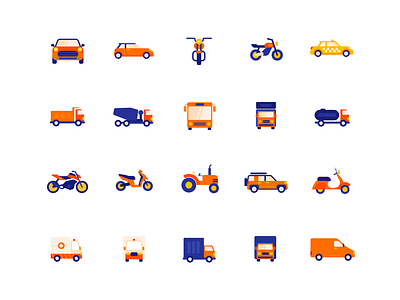 Vehicle Icons bike car graphic design icons illustration ui vehicle