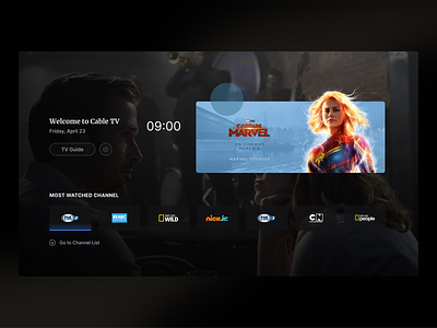 Cable TV darkmode design home interface tv tv interface ui uidesign uiux