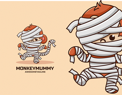 Monkey Mummy Character Mascot character cute design illustration logo mascot monkey mummy