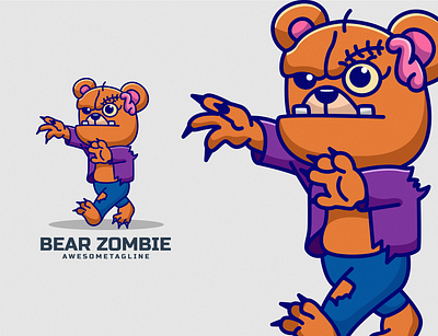 Bear Zombie Character Mascot bear character cute design illustration logo mascot zombie