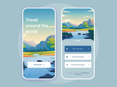 Travel around the world app design ui
