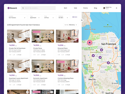 Reeent - Real Estate Find Apartment Exploration apartment app browse flat real estate ui ux website