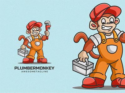 Plumber Monkey Character Mascot character cute design illustration logo mascot monkey plumber