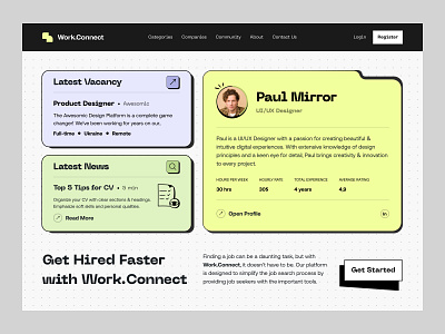 Work.Connect - JobFinder bold clean design hiring interface job ui ux web web design website