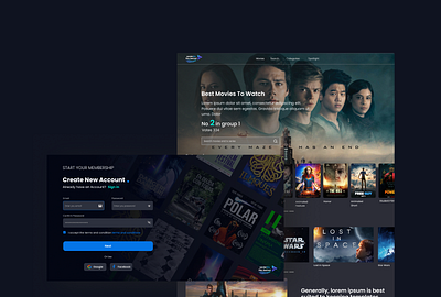 Sounderblu Film Festival (web) branding dark theme design like netflix films home page landing page login screen movie platform design movie streaming web desing product deisgn ui ui design uiux ux web application