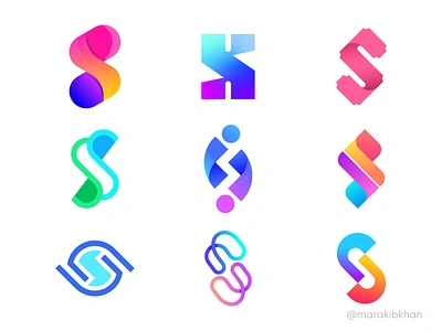 Modern Logo, Branding Colorful S Letter Logo Collection app logo branding business clean company company logo corporate brand identity creative logo custom logo initial logo lettermark logo concept logo designer logo idea logomark mark minimal professional logo s letter logo typography