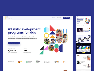 The Stem Educators (web) branding bright themem case study clean design colourful design home page kids design landing page learning platform learning website design product design sharp ui uiux user research ux