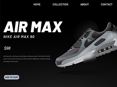 Design for e-commerce platform of Nike featuring its AIR MAX 90. air max branding design ecommerce graphic design nike shoes ui