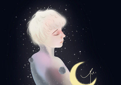 The Boy under the stars illustration original star