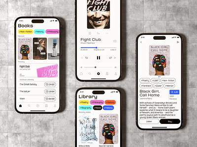 Audiobooks Store — Mobile Screens audio book audio book app book store fusion design mobile app mobile app design mobile design modern online book online store ui ui design ui trends