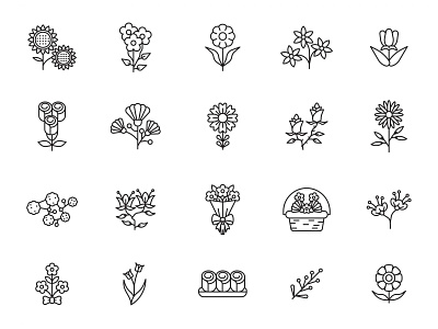 20 Flower Vector Icons flower flower icon flower vector flowers free download free icons free vector freebie line icon nature rose spring vector icon