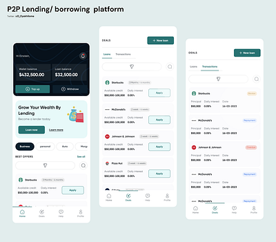 P2P Lending & Borrowing Platform banks borrow platform borrowing app design finance fintech lending and borrowing app lending app lending platform ui user experience user interface ux