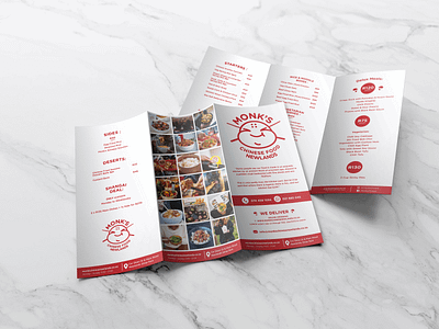 Trifold Menu for Monk's Chinese Food Newlands brochure graphic design indesign print print design