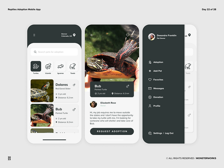 Reptiles Adoption Mobile Store by Monsterworks on Dribbble
