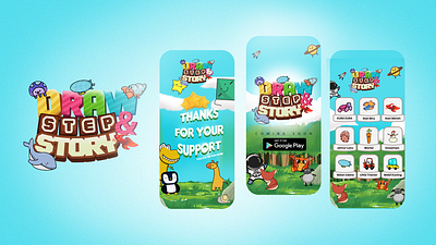 UI Design Kids Casual Mobile Games Draw Step And Story brand branding clean design dribble games ui ui design
