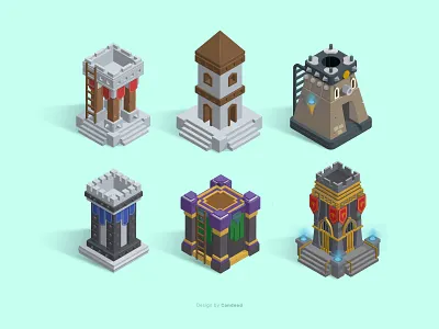 Isometric Fantasy Tower Illustration adobe illustrator game game design icon design icon set ill illustration mobile app