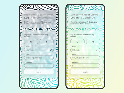 Glass effect Log In screen app design graphic design login loginscreen signup ui ux vector