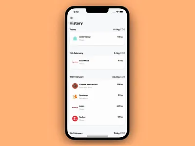 Transactions list app bank carbon co2 finance footprint ios list transaction