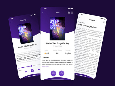 E Book App || UI Design app book books design ebook figma listen read text ui uiux ux xd