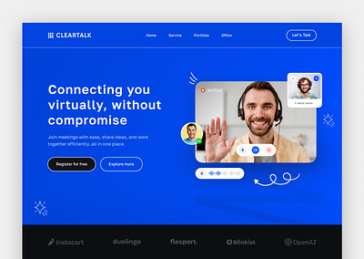 ClearTalk - Video Calling Website Design call collaboration graphic design motion graphics remote work ui ux video web web ui website design