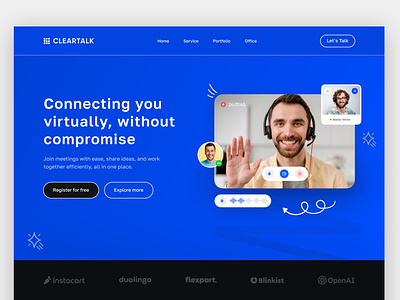 ClearTalk - Video Calling Website Design call collaboration graphic design motion graphics remote work ui ux video web web ui website design