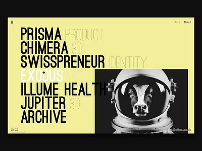 Personal portfolio website animal astronaut cow css dalle font html illustration interdisciplinary openaidalle portfolio semplice space surrealism typography ui universe ux webdesign wordpress