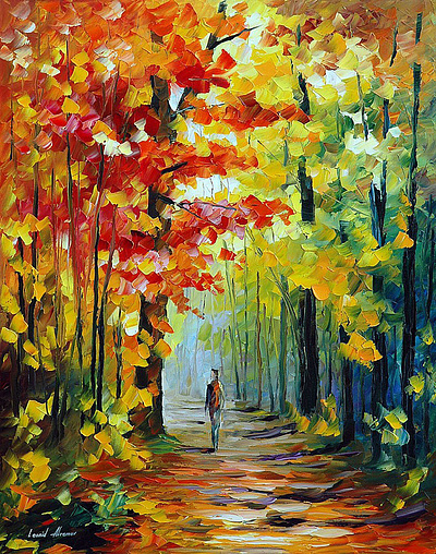 MORNING WALK IN THE WOODS — oil painting on canvas leonidafremov