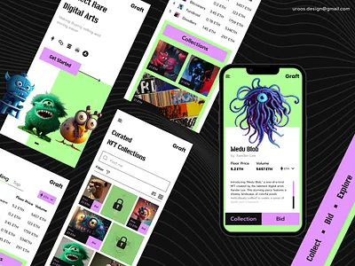 NFT Marketplace iOS App 3d bitcoin blockchain branding buy cart crypto cryptocurrency dashboard ecommerce ethereum mobile ui modern nft nftart nftmarketplace sell store token ux