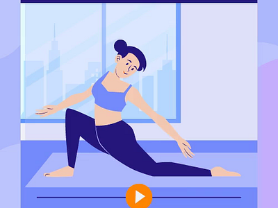 Online Yoga class 2d animation audience character exercise illustration online streaming video watchonline website yoga